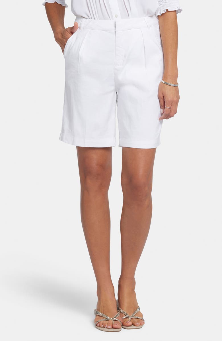NYDJ Relaxed Linen Blend Shorts, Main, color, Optic White