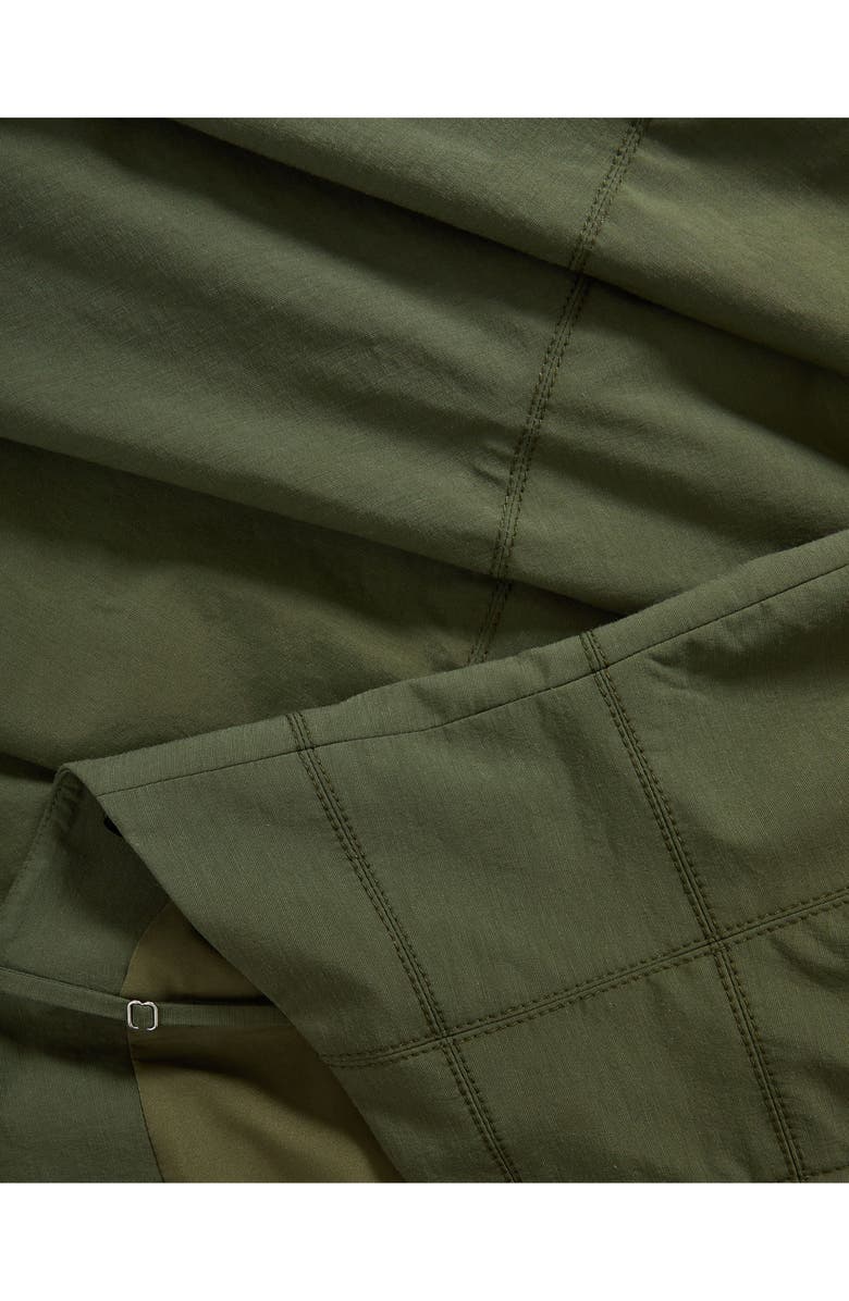 Veronica Beard Ilona Topstitch Detail Cotton Blend Dress, Alternate, color, Army