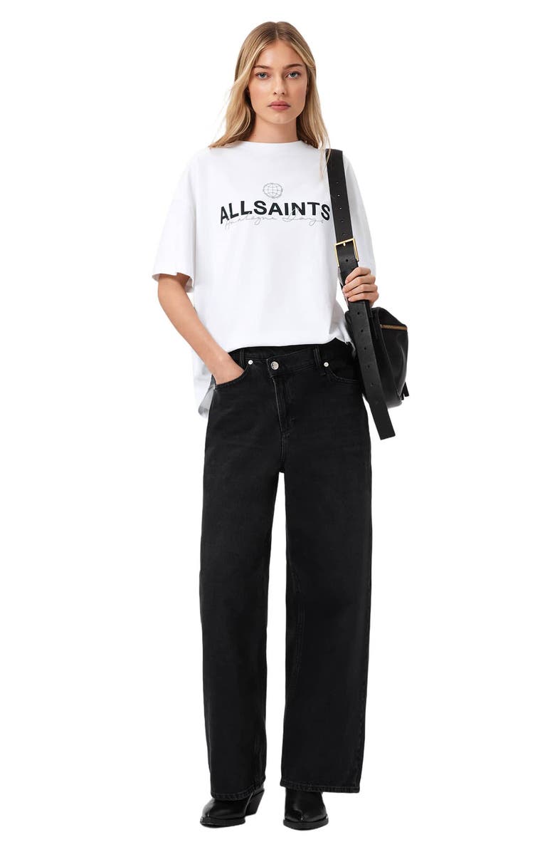 AllSaints Emblem Avri Logo Slit Back Graphic T-Shirt, Alternate, color, White