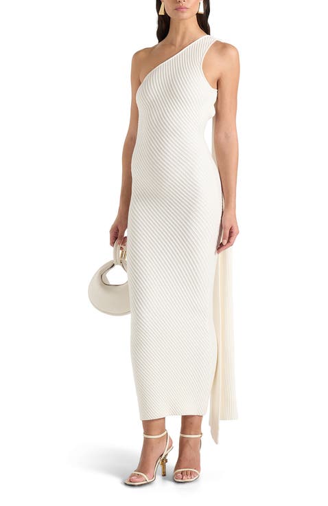 Laya Asymmetric Knit Midaxi Dress With Scarf