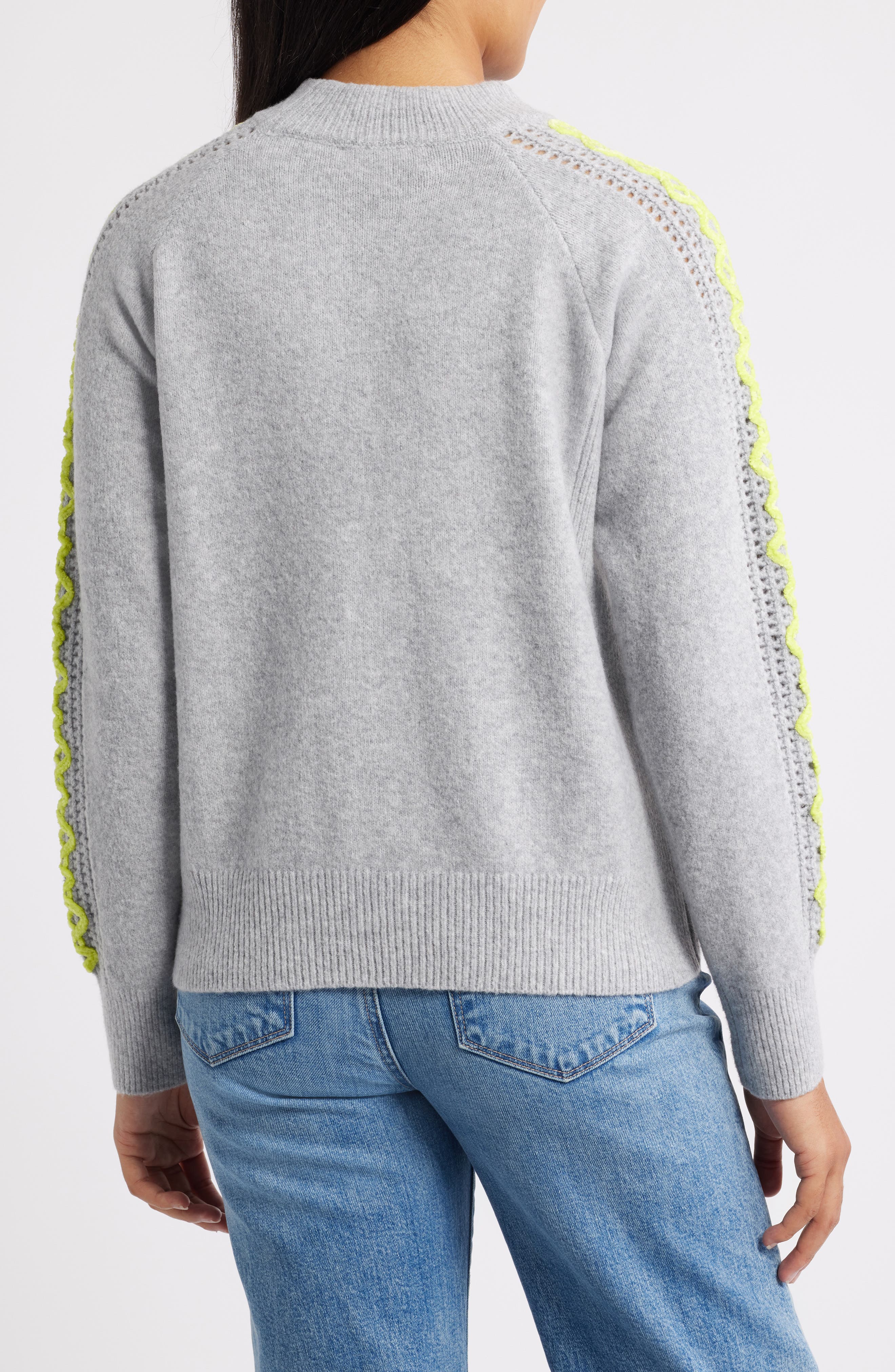 Embroidered Sleeve Mock Neck Sweater - image 2