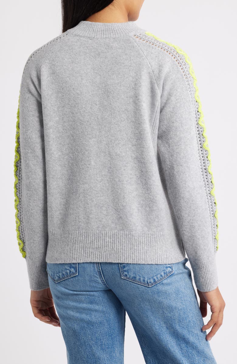 CITY BLUES Embroidered Sleeve Mock Neck Sweater, Alternate, color, Heather Grey