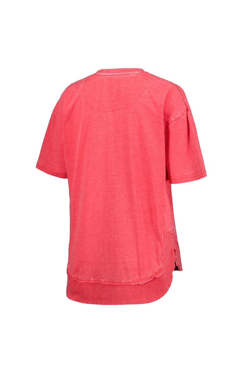 PRESSBOX Women's Pressbox Scarlet Nebraska Huskers Vintage Wash Poncho Captain T-Shirt, Alternate, color, 