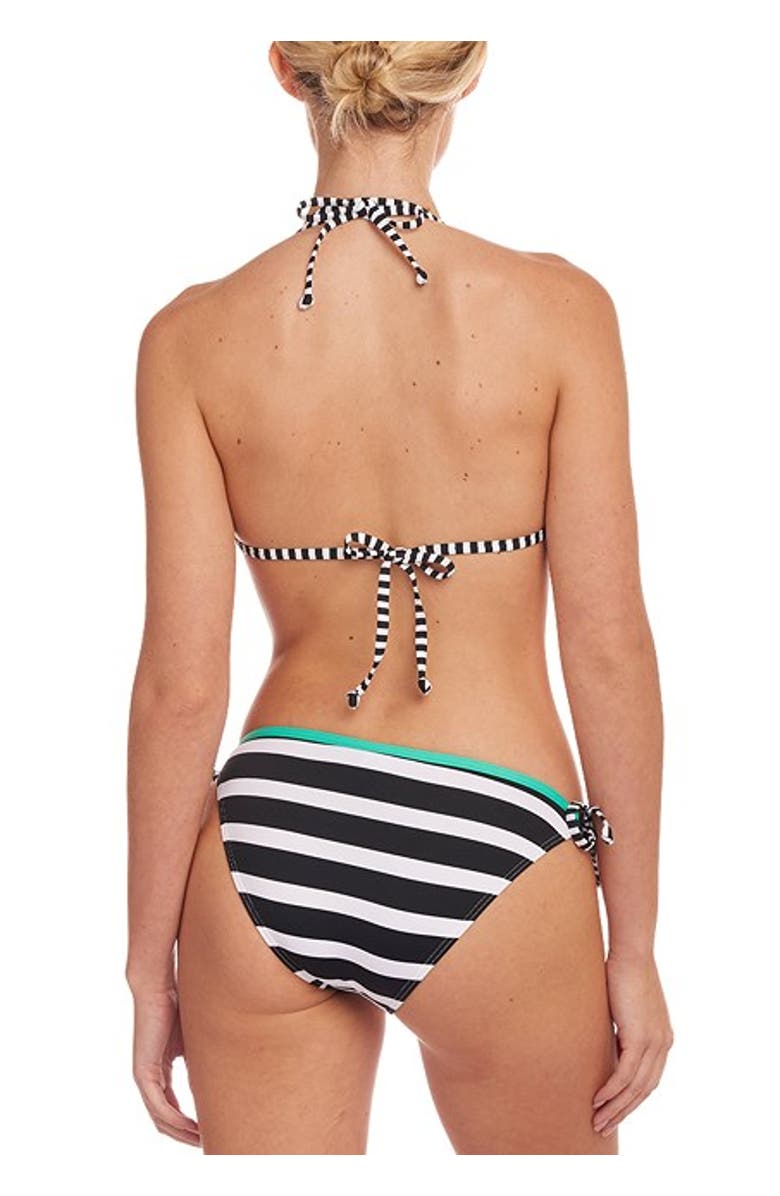 LASCANA Striped Triangle Bikini Top Size 34C/D, Alternate, color, Black & Mint