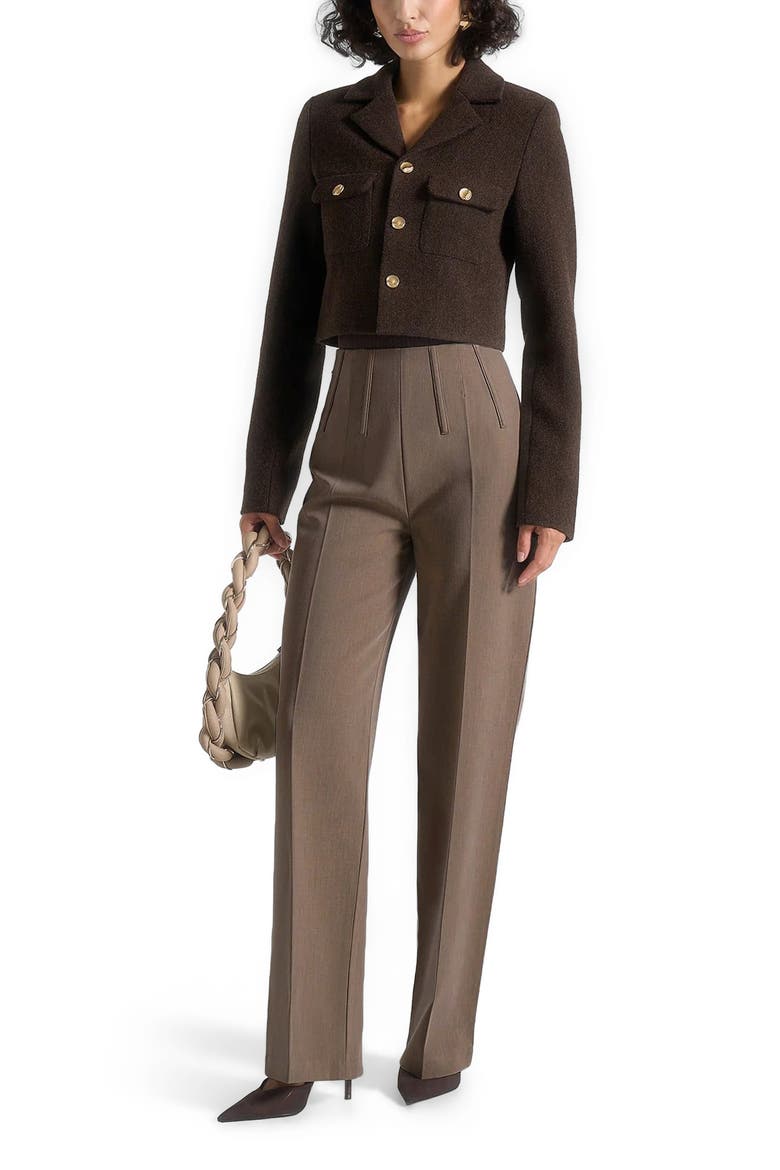 Daphina Tailored Wool Jacket, Alternate, color, Brown