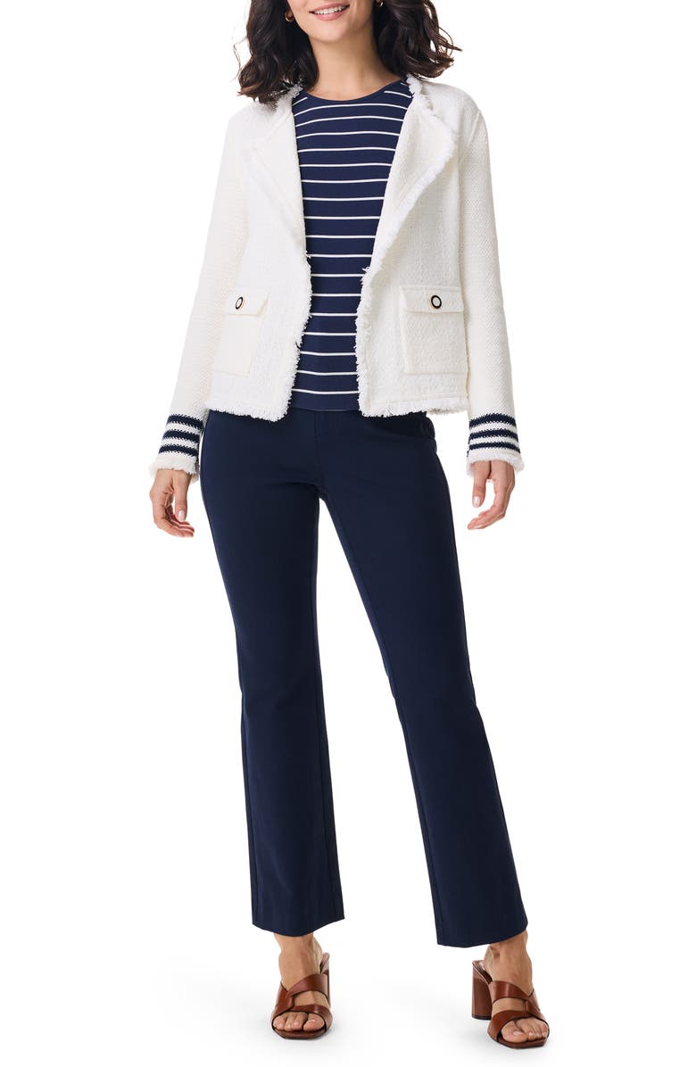 NIC+ZOE Stripe Cuff Fringe Mix Knit Jacket, Alternate, color, 