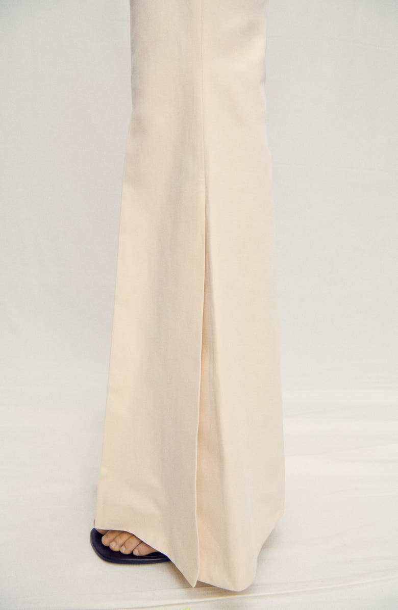 MANGO Cotton & Linen Flare Pants, Alternate, color, Ecru