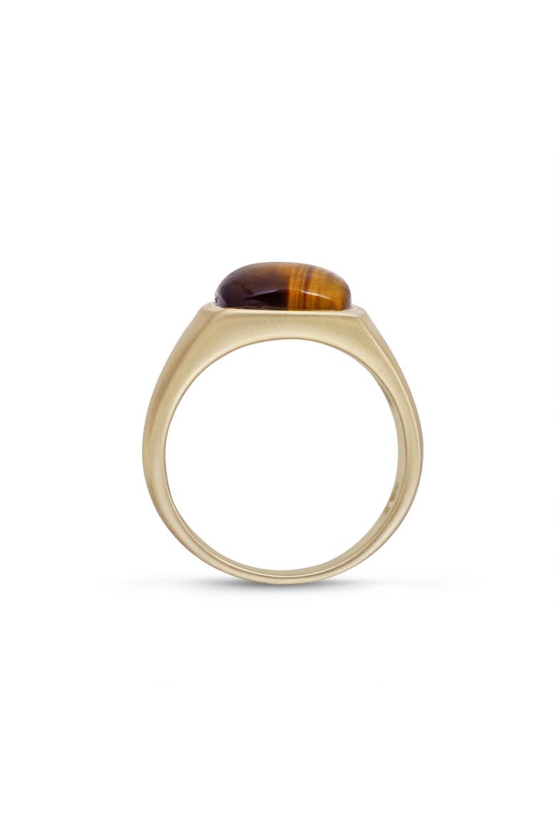 Chatoyant Yellow Tiger Eye Sterling Silver Men Signet Ring, Alternate, color, 14KT Gold Vermeil on Sterling