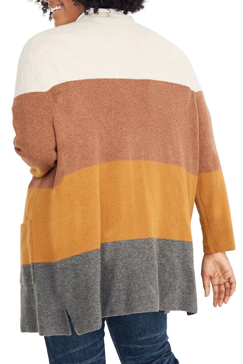Kent Colorblock Long Cardigan, Alternate, color, HEATHER LINEN