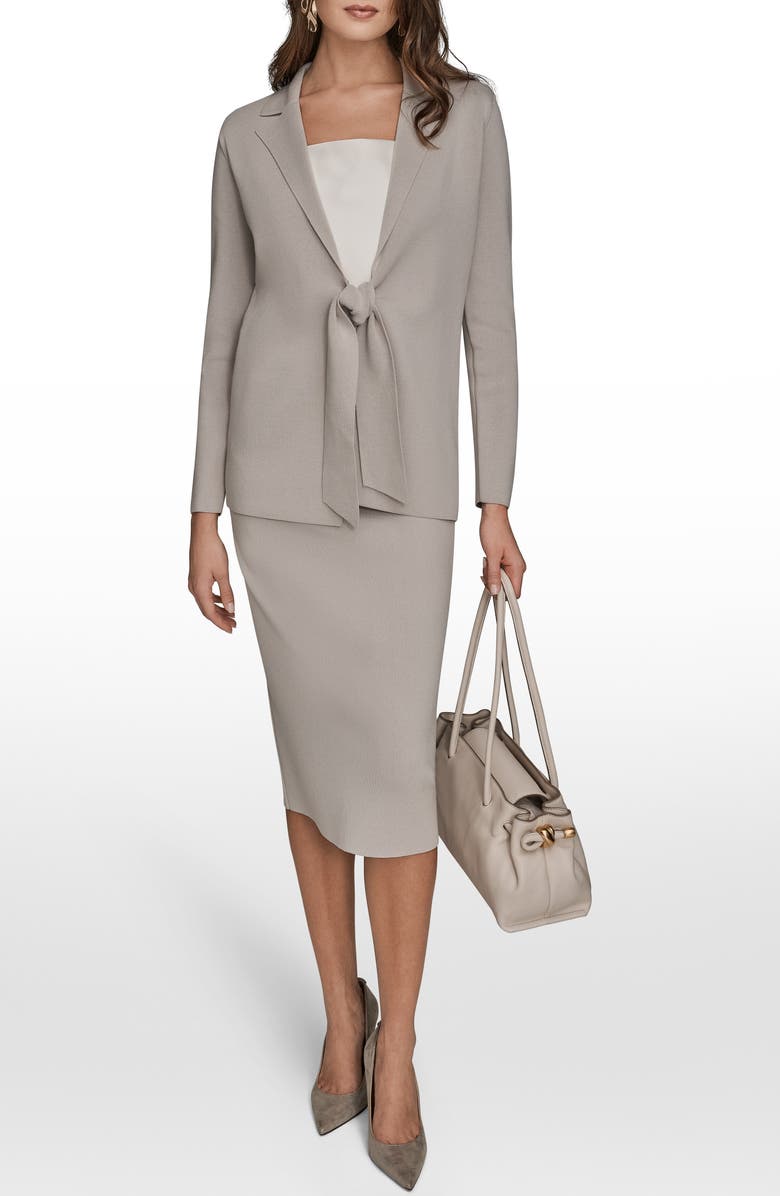 Donna Karan New York Tie Front Sweater Blazer, Alternate, color, Vapor