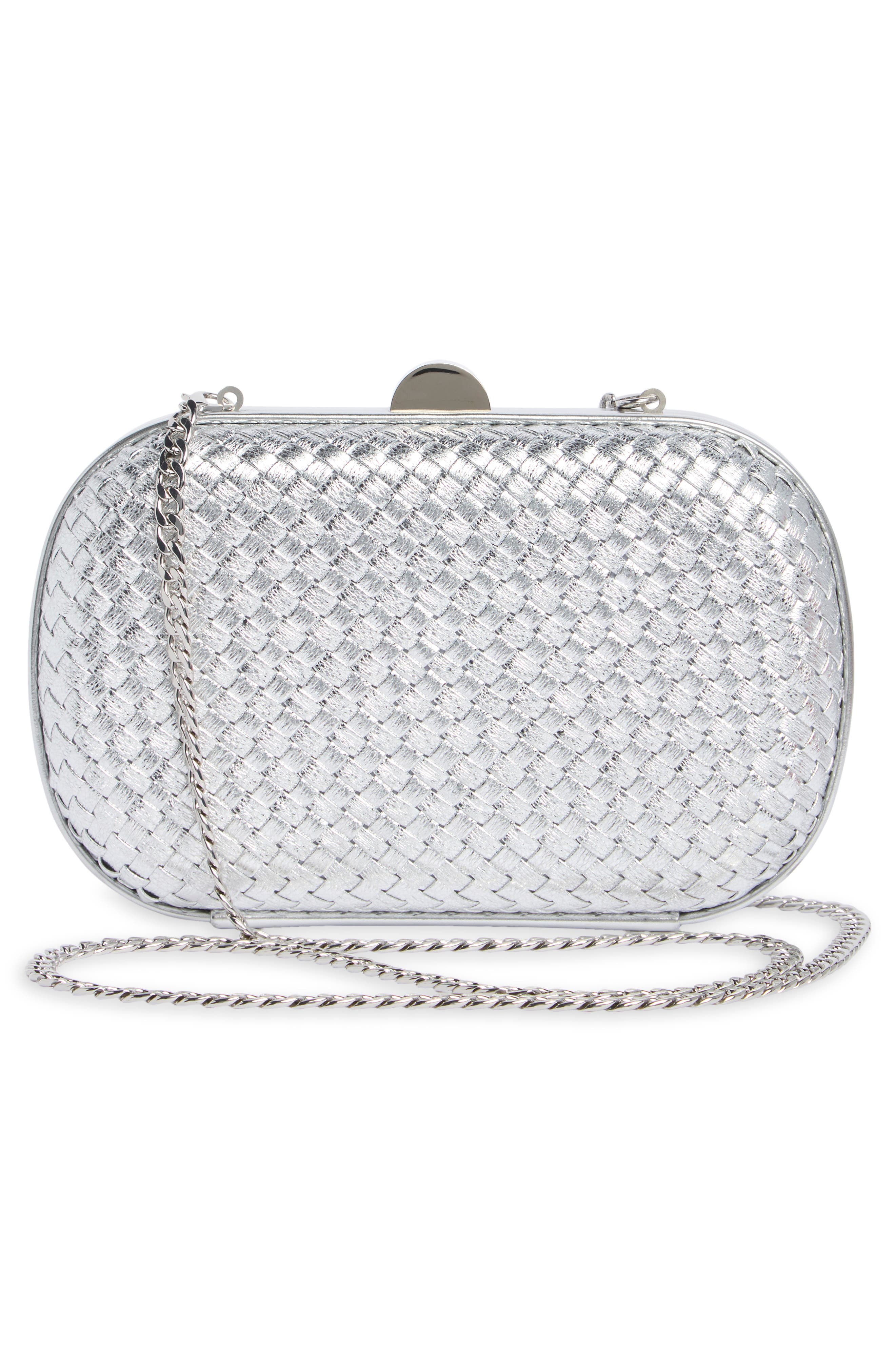 Ella Woven Clutch, Alternate, color, SILVER
