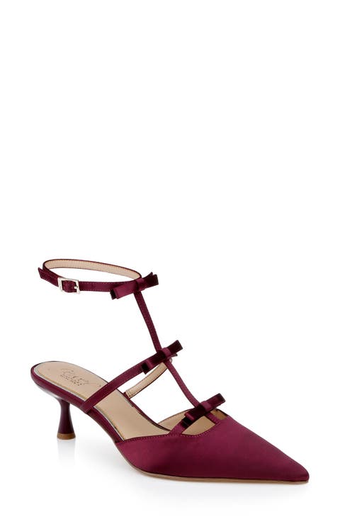 Elisabetta Ankle Strap Pointed Toe Kitten Heel Pump (Women)