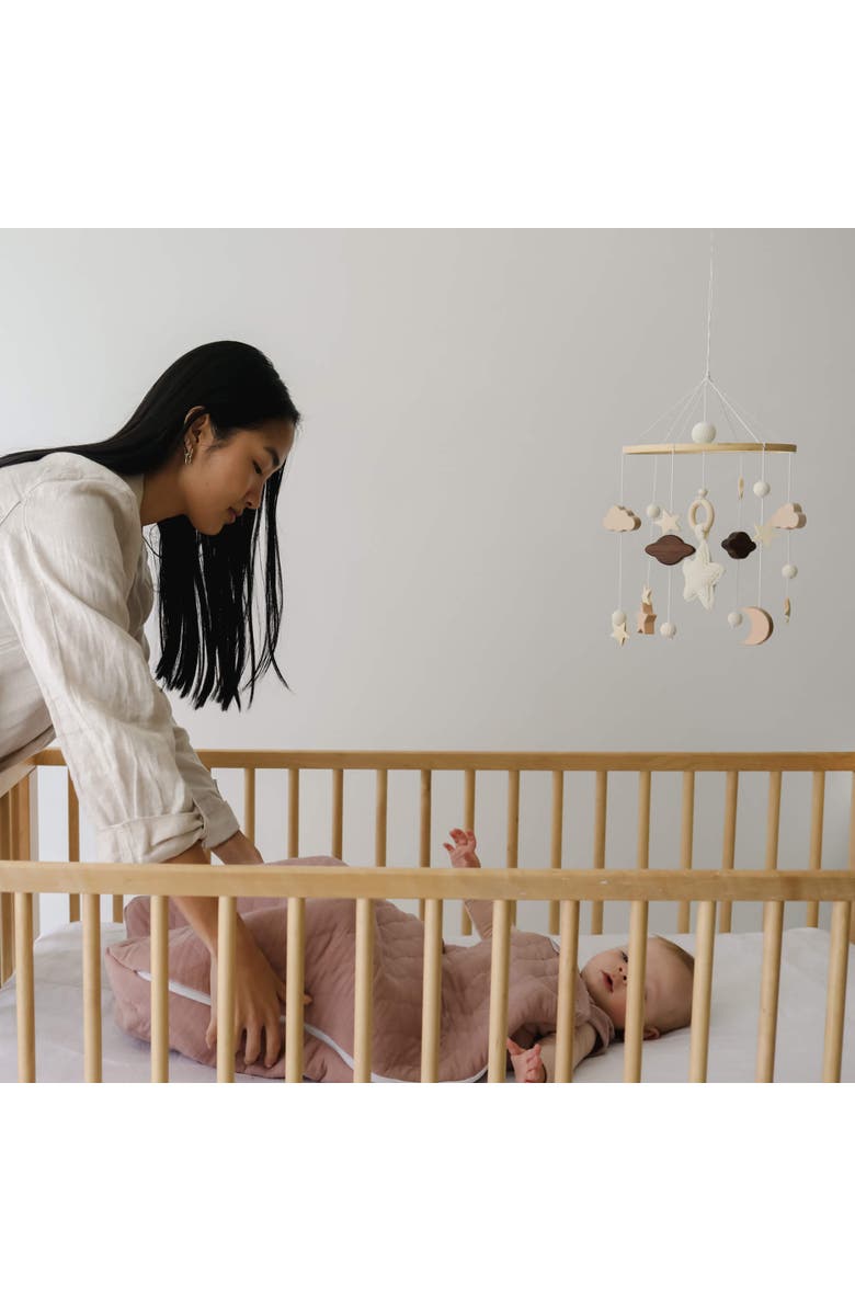 embé Baby Nursery Wooden Hanging Toy Crib Mobile, Rattan Shapes, Alternate, color, Animal Safari