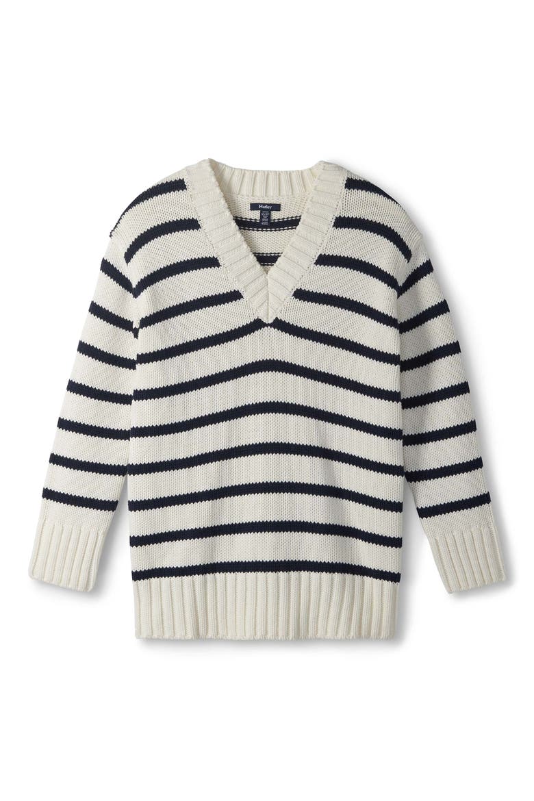 Striped V-Neck Sweater, Alternate, color, CREAM