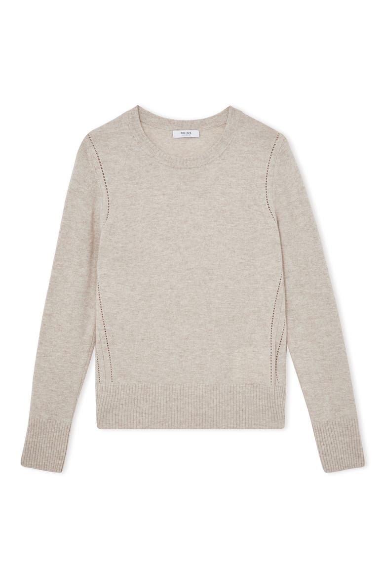 Anya Pointelle Accent Crewneck Sweater, Alternate, color, OATMEAL NEUTRAL