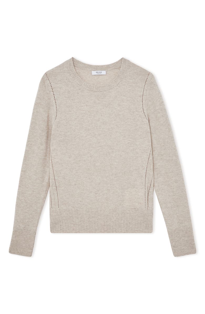 Reiss Anya Pointelle Accent Crewneck Sweater, Alternate, color, Oatmeal Neutral