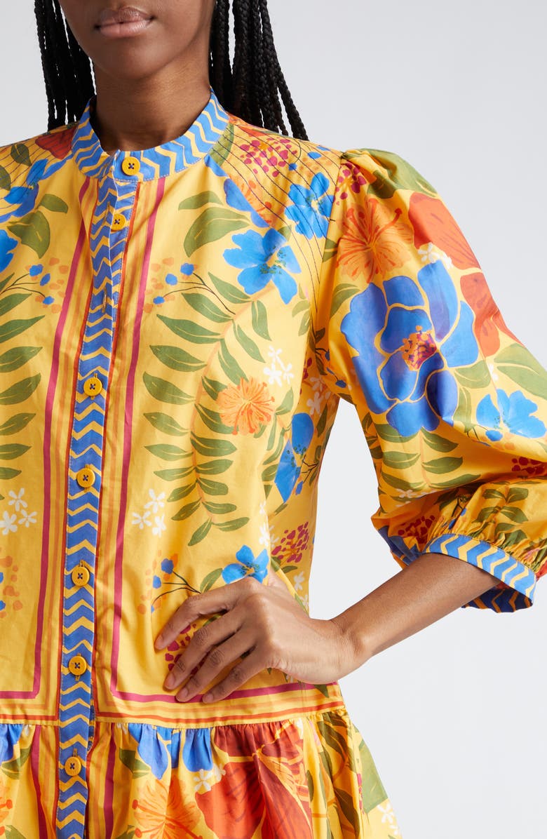 FARM Rio Floral Puff Sleeve Cotton Minidress, Alternate, color,