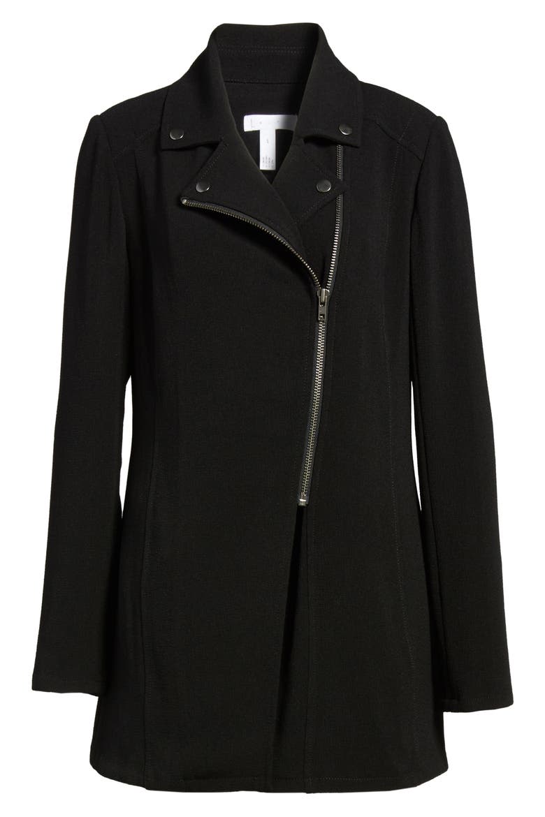 Longline Moto Jacket, Alternate, color, BLACK
