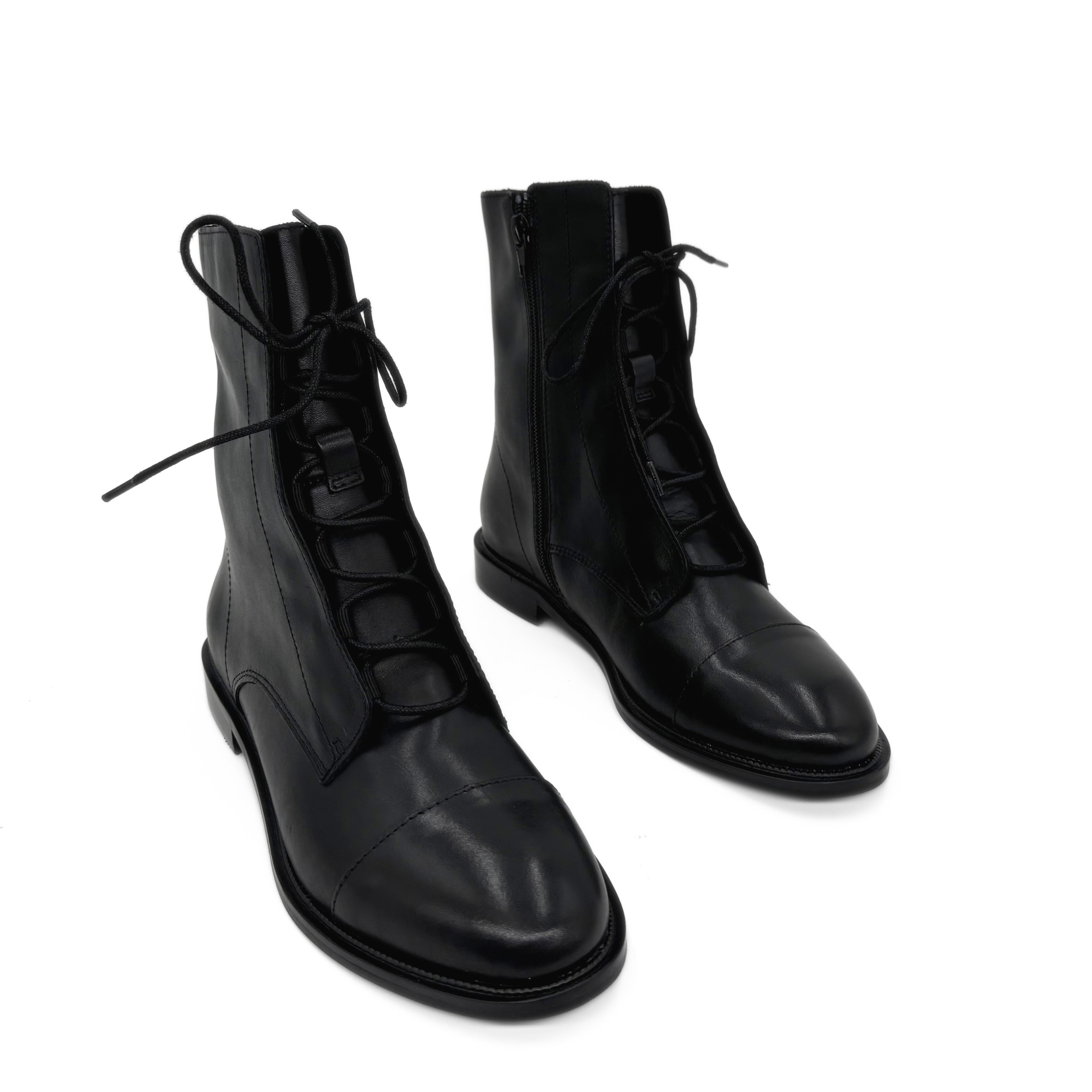 Claude Lace-Up Leather Ankle Boots, Alternate, color, Black Leather