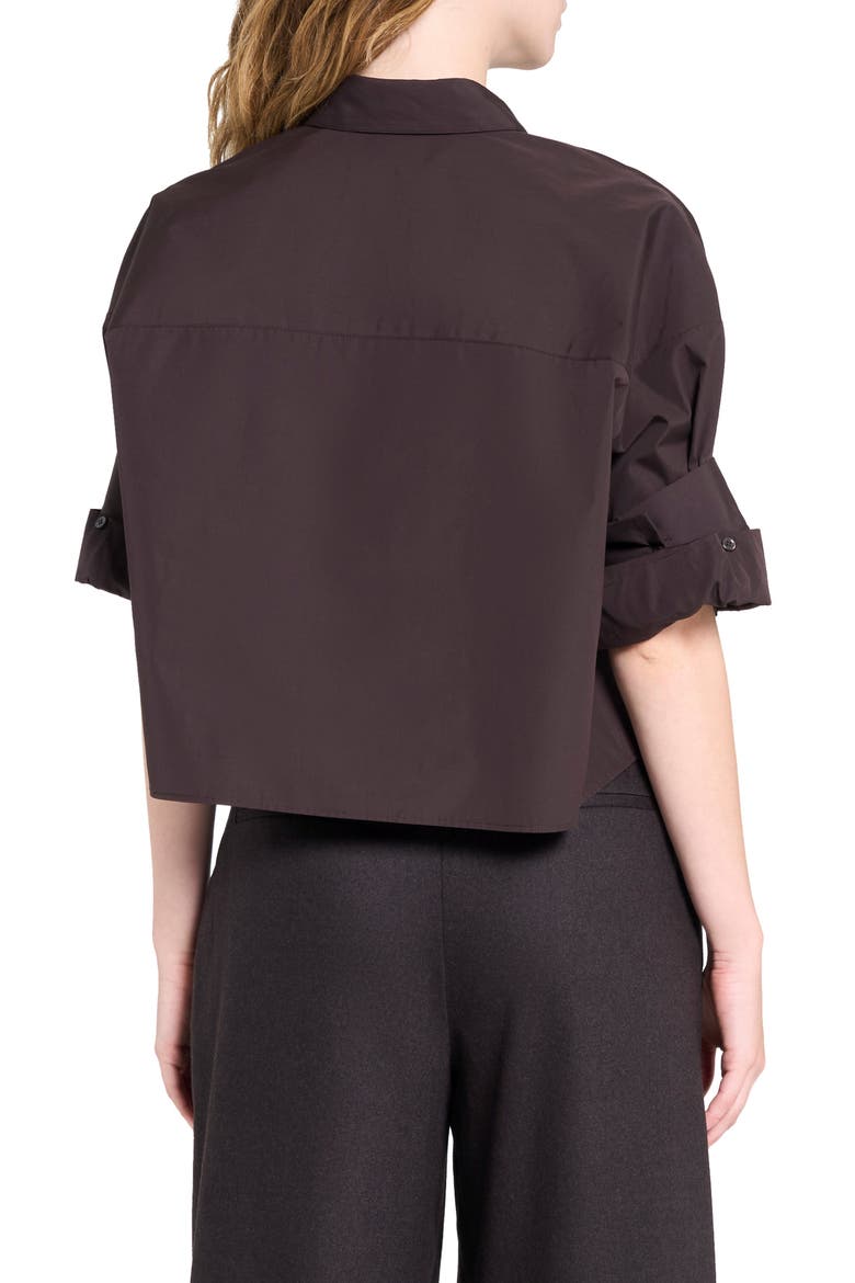 Next Ex Crop Cotton Button-Up Shirt, Alternate, color, CHOCOLATE