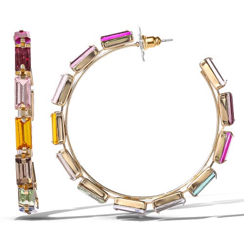 Jessica Simpson Multicolor Gemstone Hoop Earrings In Gold