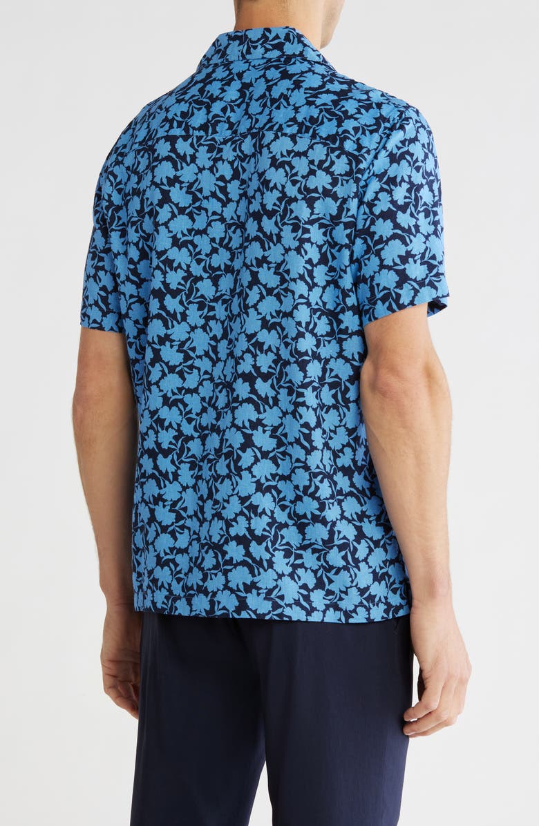 Michael Kors Floral Print Camp Shirt, Alternate, color, Midnight