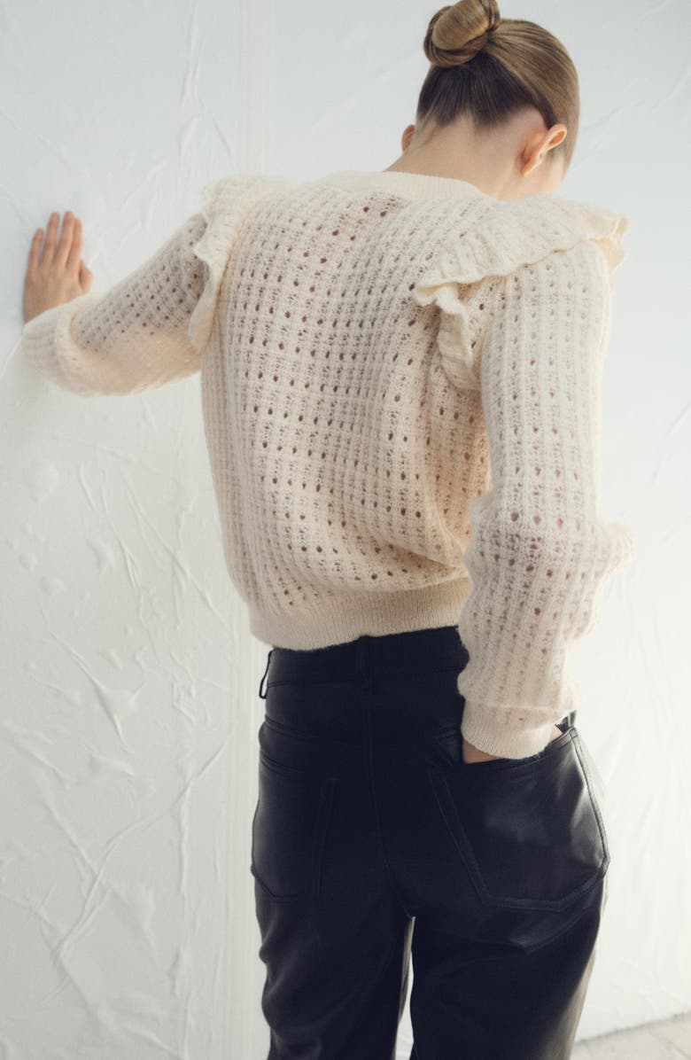 MANGO Openwork Sweater, Alternate, color, Ecru