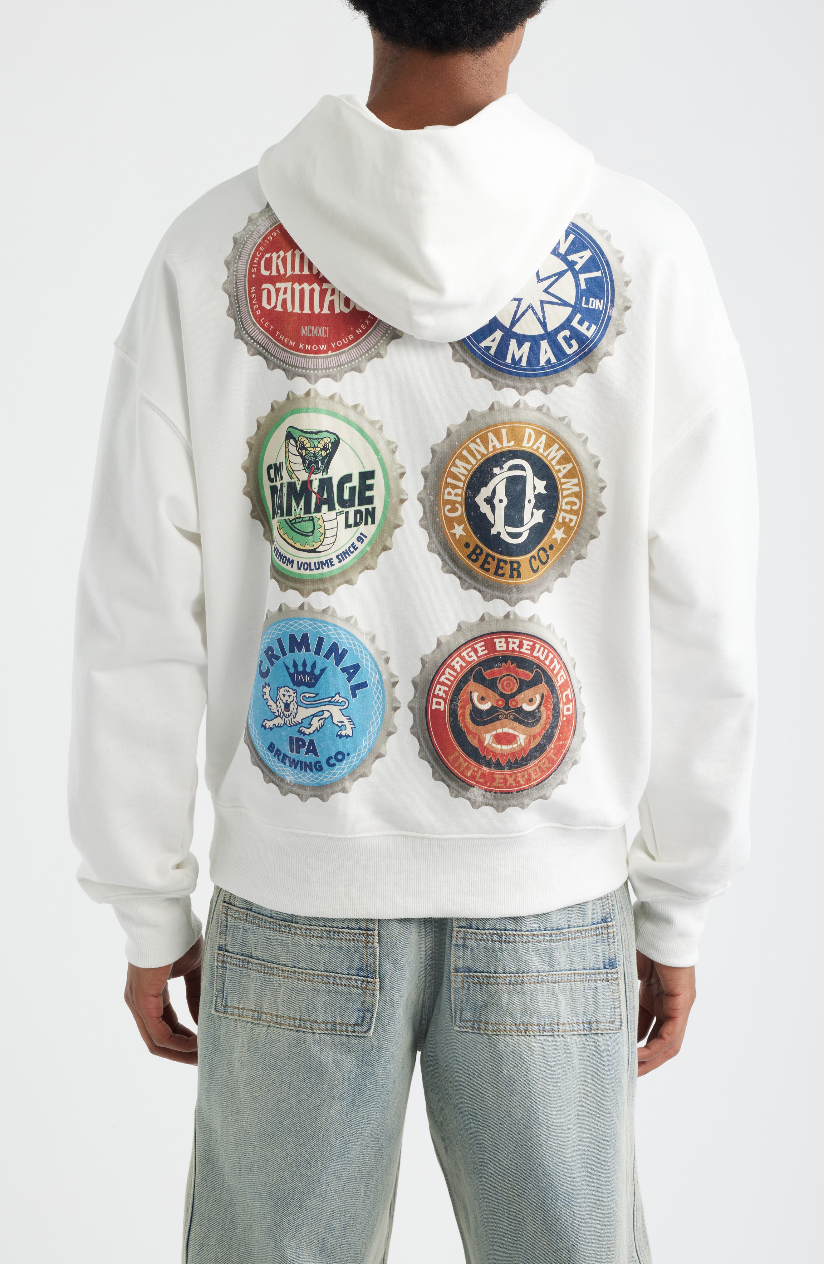 CRIMINAL DAMAGE Beer Bottle Graphic Cotton Hoodie (Men) | Nordstromrack