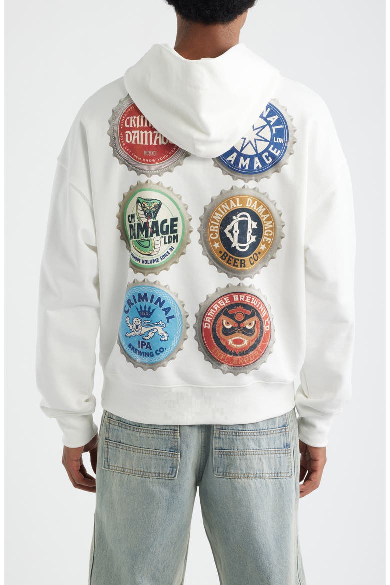 Beer Bottle Graphic Cotton Hoodie, Alternate, color, OFF-WHITE