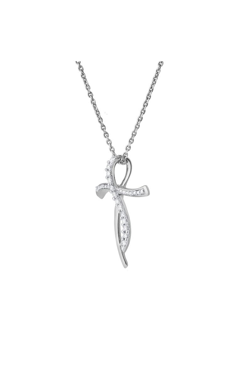 Elarith 0.15 Cts Natural Diamond Cross 14K Gold Pendant, Alternate, color, 14K White Gold