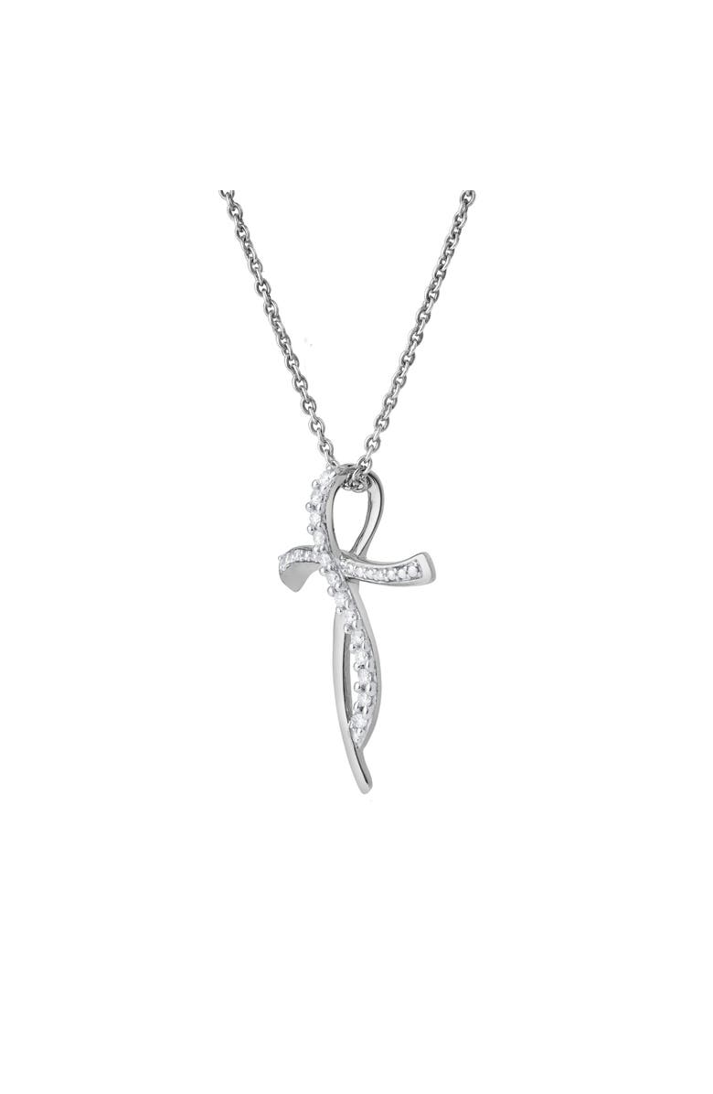 LuvMyJewelry Elarith 0.15 Cts Natural Diamond Cross 14K Gold Pendant, Alternate, color, 14K White Gold