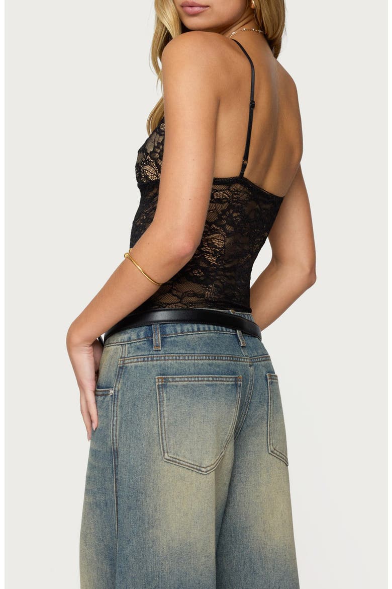 Lace Cami Bodysuit, Alternate, color, BLACK