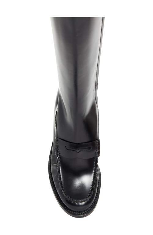 Prada Knee High Loafer Boot In Black