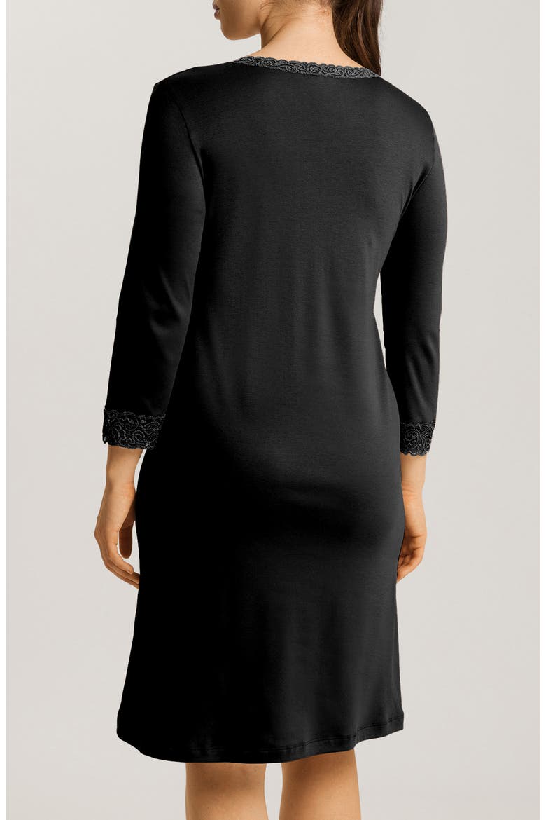 Moments V-Neck Cotton Nightgown, Alternate, color, 019 - BLACK