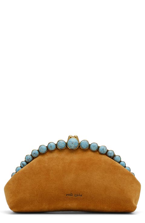 Una Suede Frame Clutch