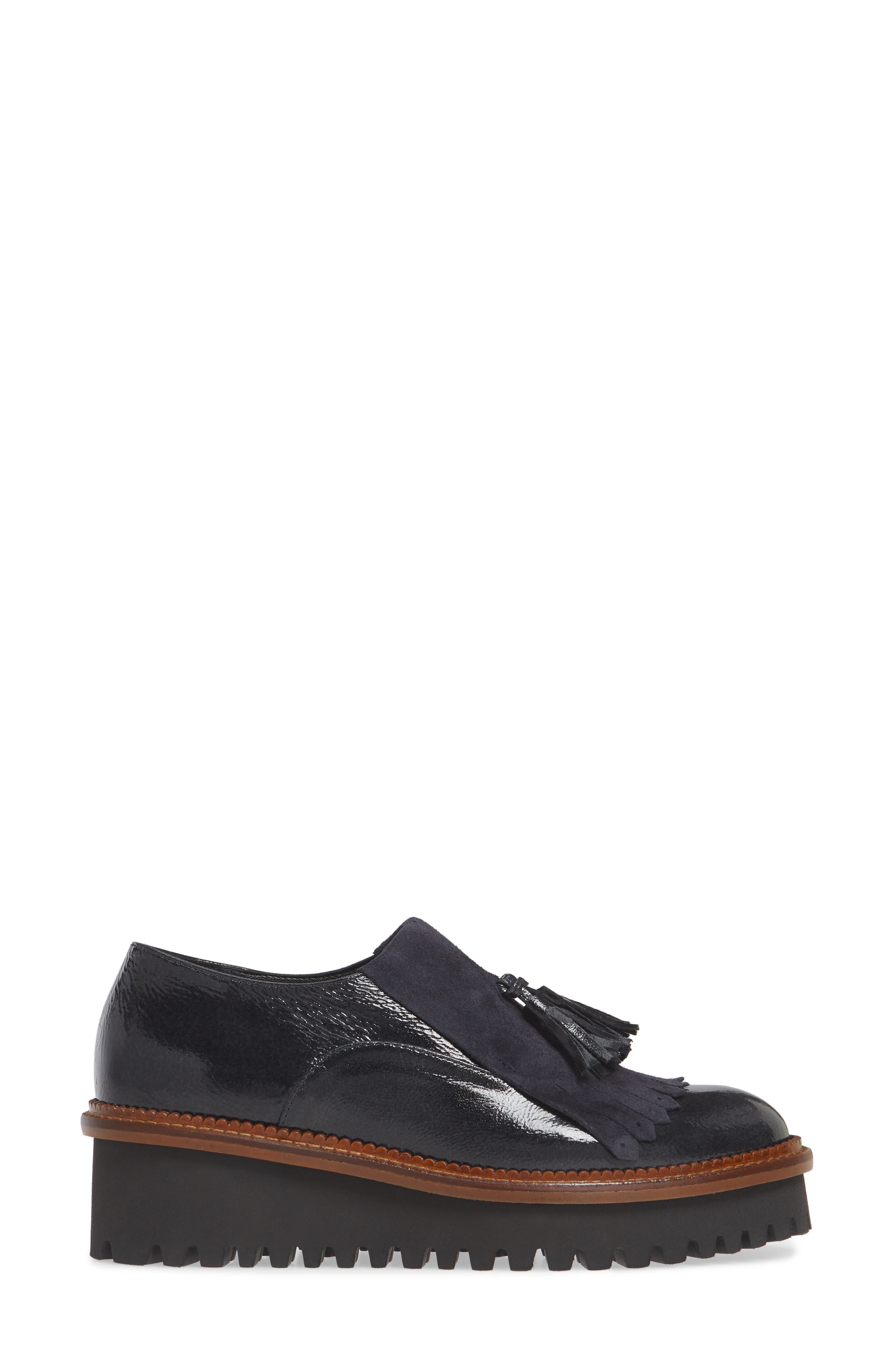 Allyne Wedge Loafer, Alternate, color, NAVY PATENT LEATHER