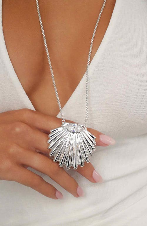 Ettika Cubic Zirconia Scalloped Shell Pendant Necklace In Metallic