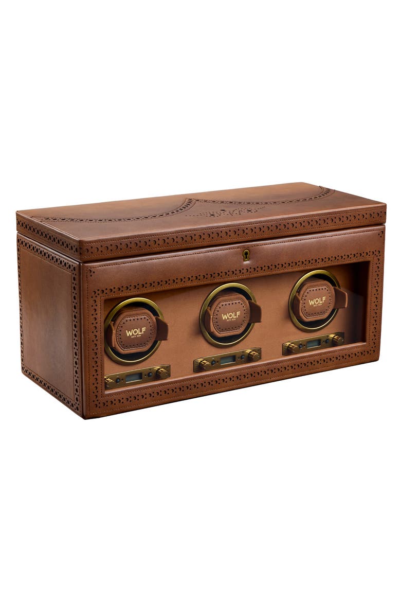 Brogue Triple Winder With Storage, Alternate, color, Burnished Brown