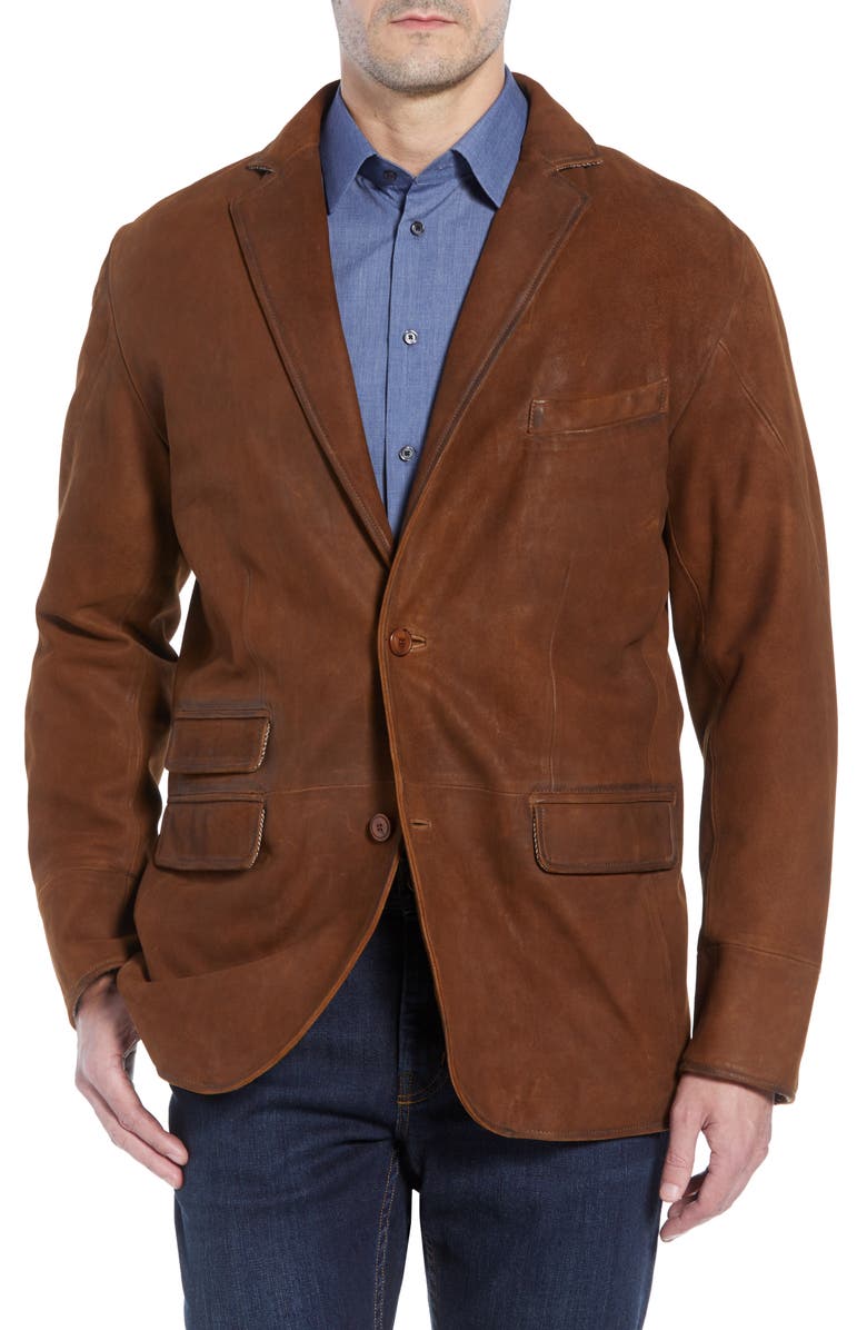 FLYNT Classic Fit Distressed Leather Hybrid Sport Coat, Alternate, color, 