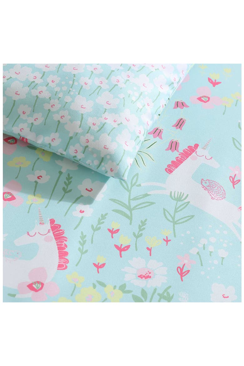 Magical Unicorns 3-Piece Queen Microfiber Comforter & Sham Set, Alternate, color, BRIGHT BLUE