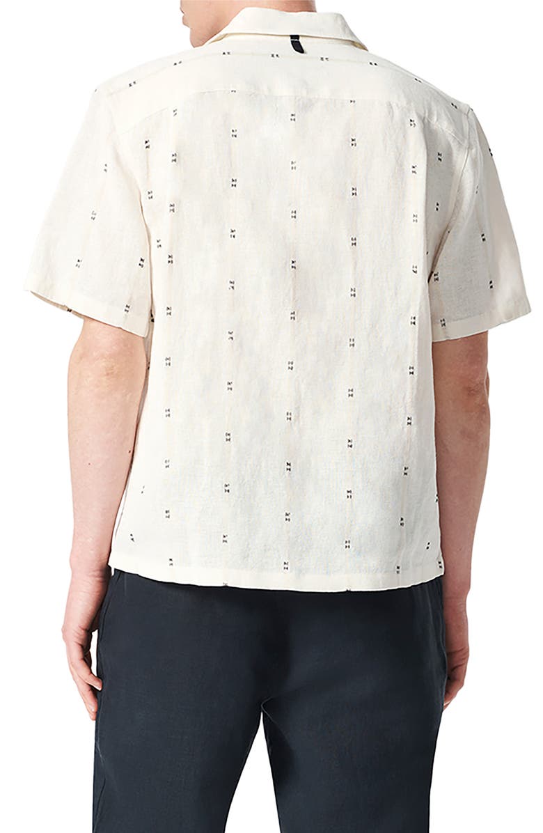 rag & bone Avery Embroidered Cotton & Linen Linen Camp Shirt, Alternate, color, White
