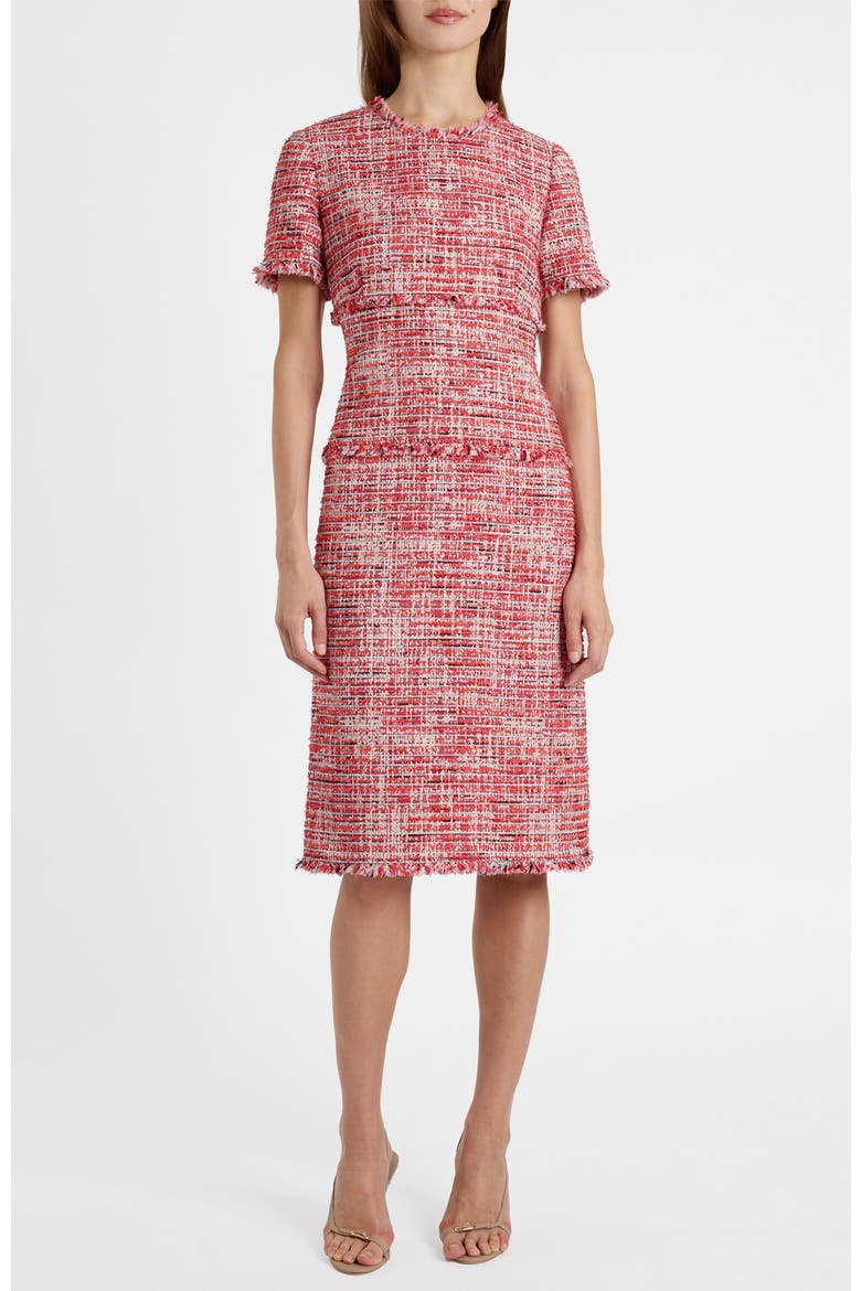 Giulia Short Sleeve Sheath Dress in Modern Tweed, Alternate, color, Chili Pepper