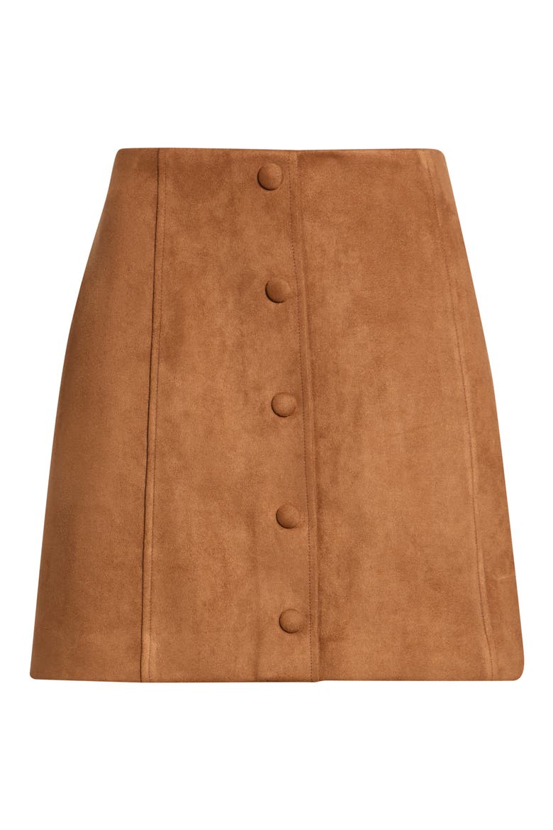 Faux Suede Button Up Miniskirt, Main, color, COGNAC