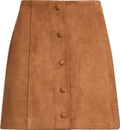 Bernardo Faux Suede Button Up Miniskirt