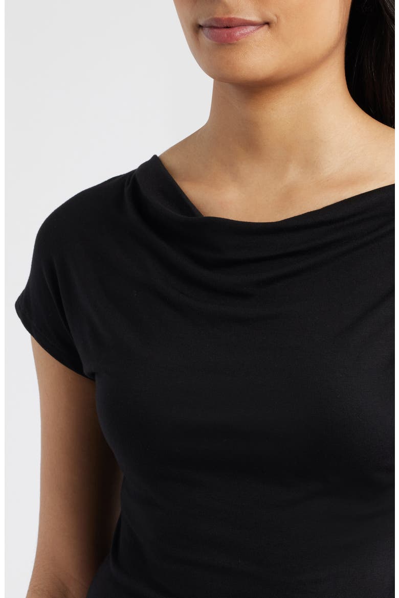 Ruched Asymmetric Top, Alternate, color, BLACK