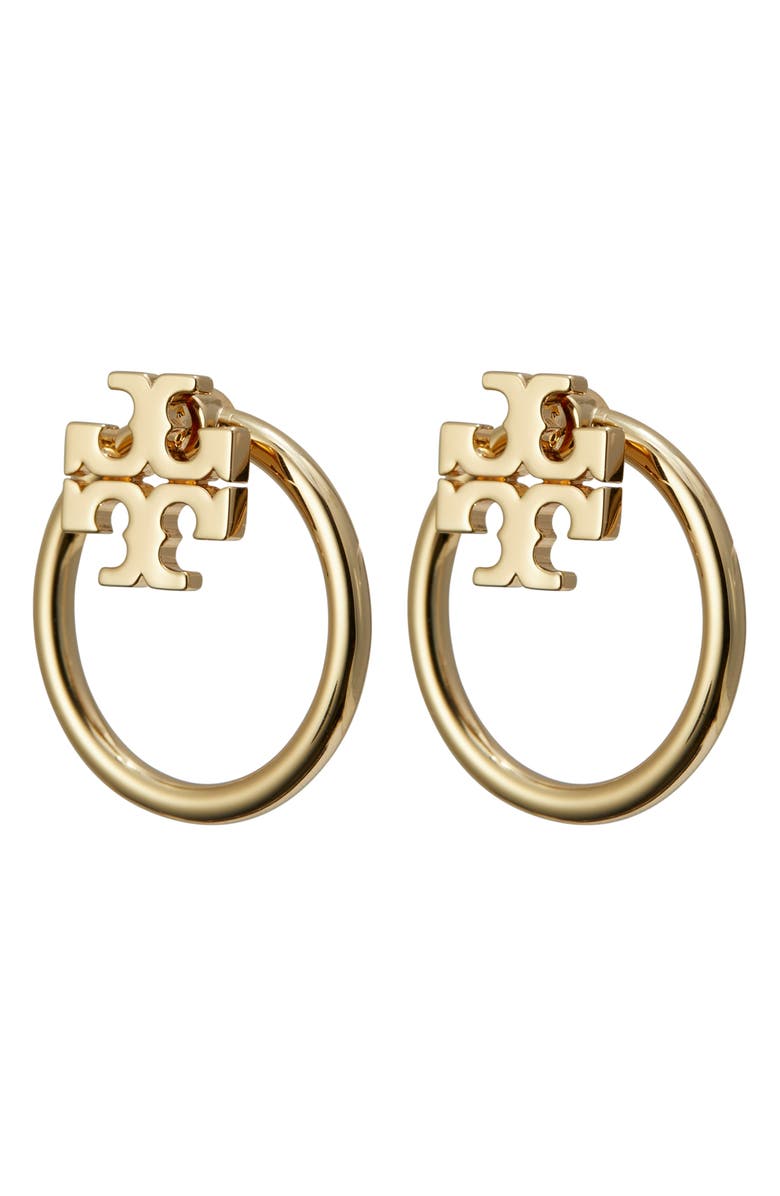 Tory Burch Miller Logo Front/Back Earrings, Main, color,