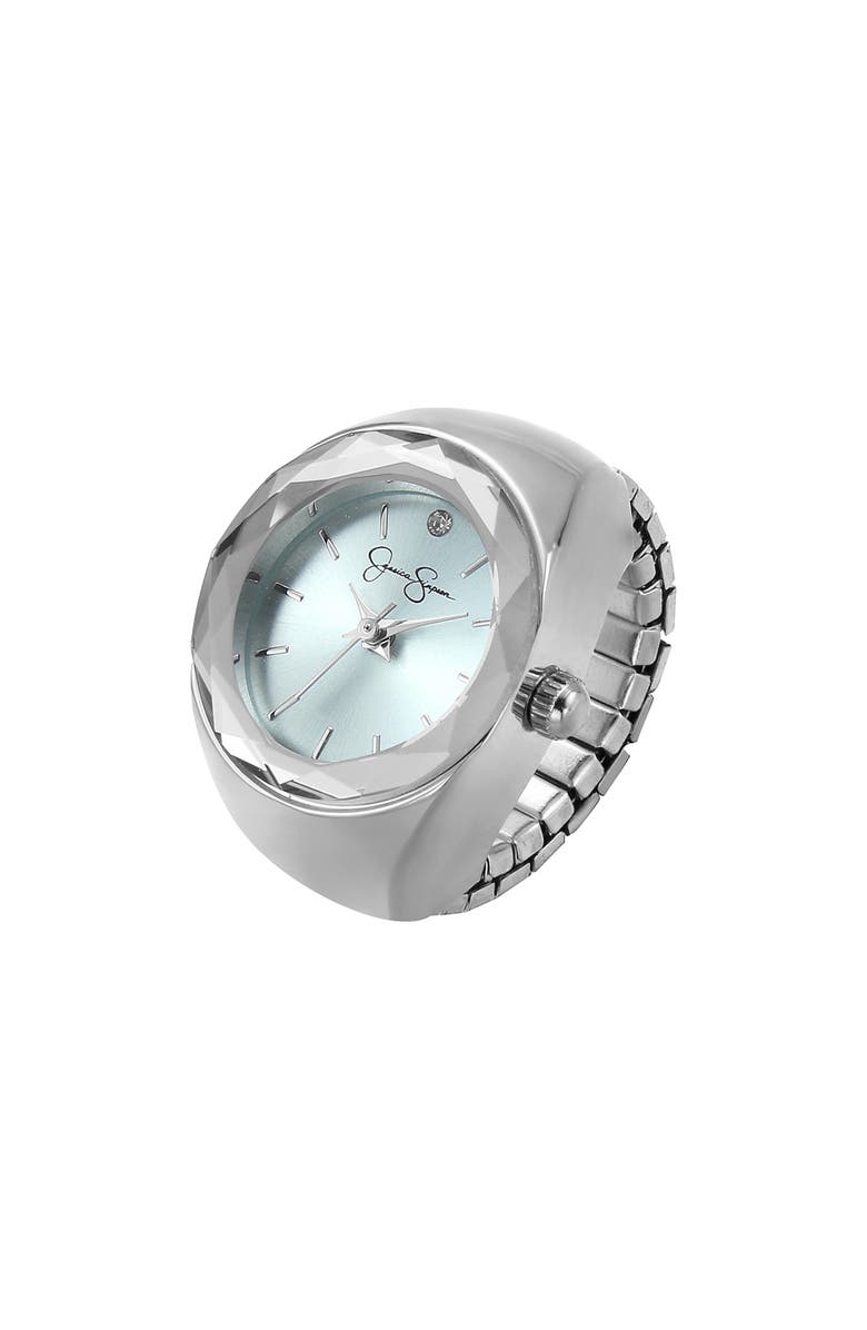 Jessica Simpson Faceted Bezel Ring Watch, 22mm, Main, color, 
