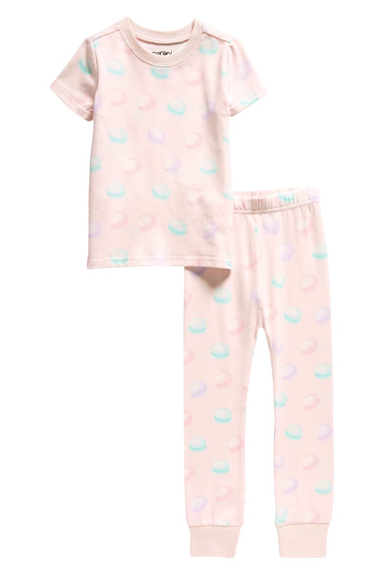 Kids Organic Two-Piece Short Sleeve Pajama Set in Macarons, Main, color, PINK/ MINT