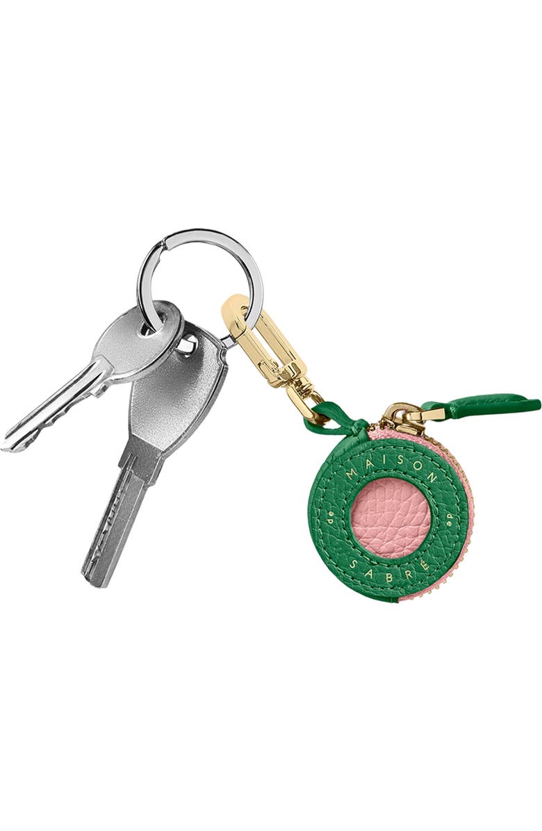 MAISON de SABRÉ Leather AirTag Charm, Alternate, color, Emerald Pink