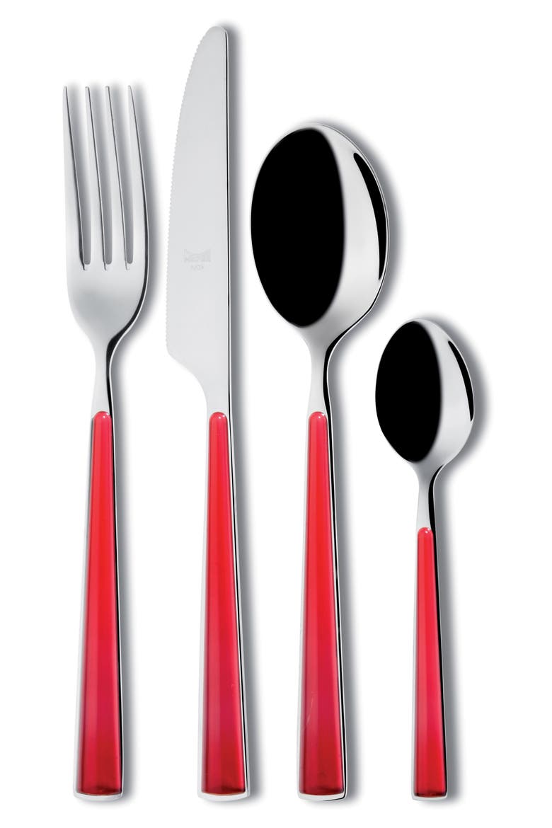 Primavera 24-Piece Flatware Set, Main, color, RED